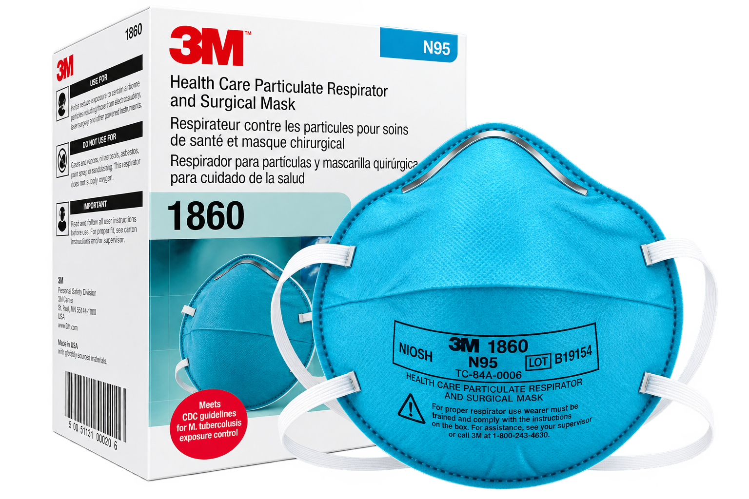 Cubrebocas N95 para protección respiratoria durante el manejo de residuos RPBI