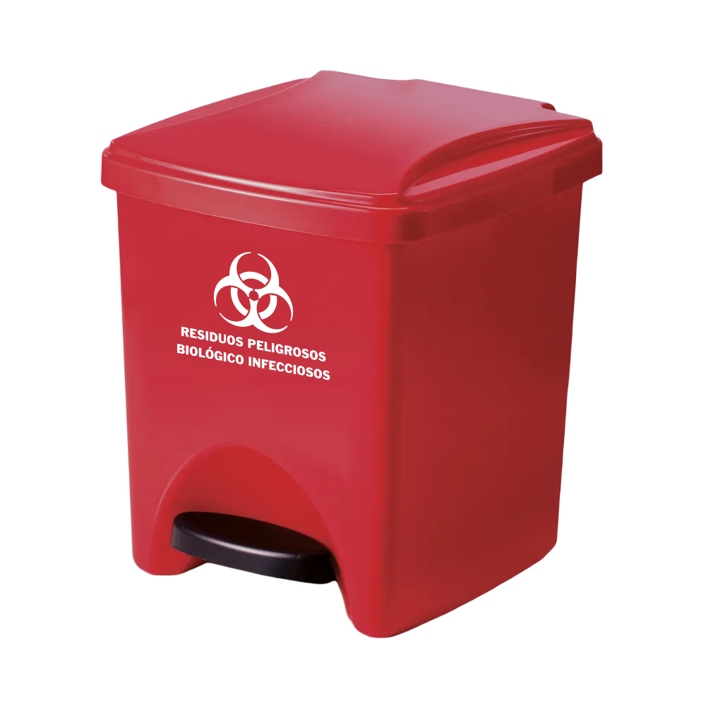 Contenedor RPBI rojo de 20 litros con pedal