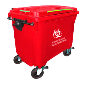 Contenedor RPBI rojo de 660 litros para residuos biológico-infecciosos